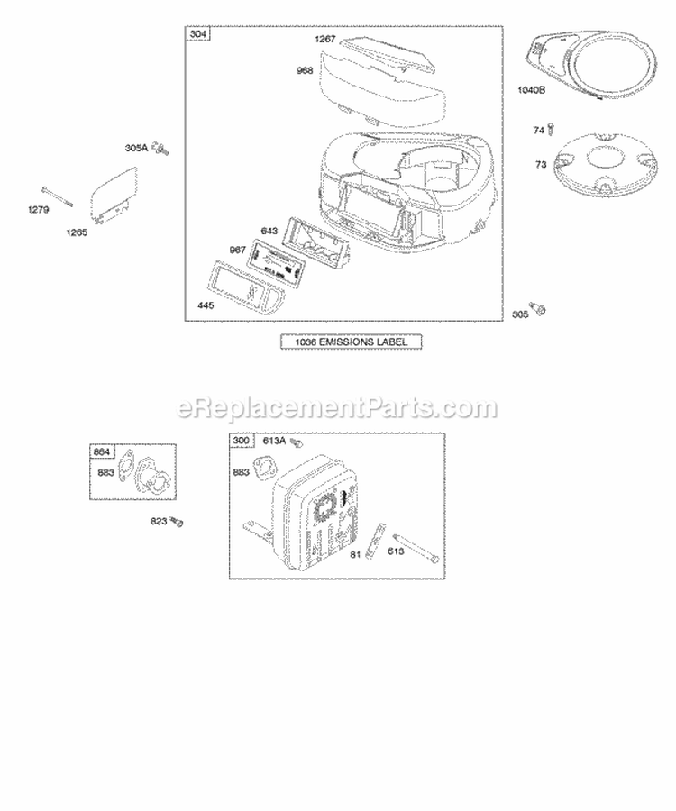 Air Cleaner Blower Housing Diagram and Parts List for 286H77-0556-E1  Briggs and Stratton Engine